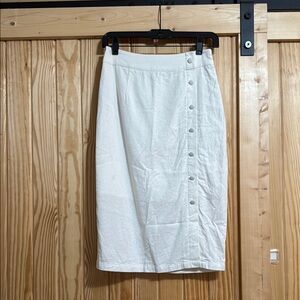 White Asymmetrical Pencil Midi Skirt for Resort Wear